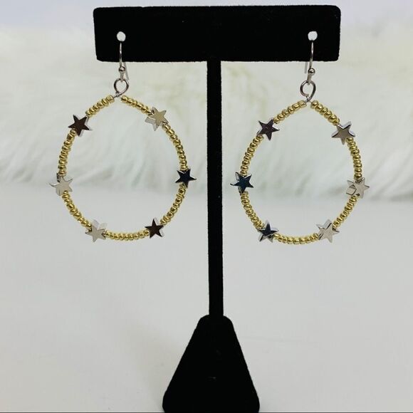 Seed & Star Beaded Hoop, Gold/Silver - Picture 3 of 6